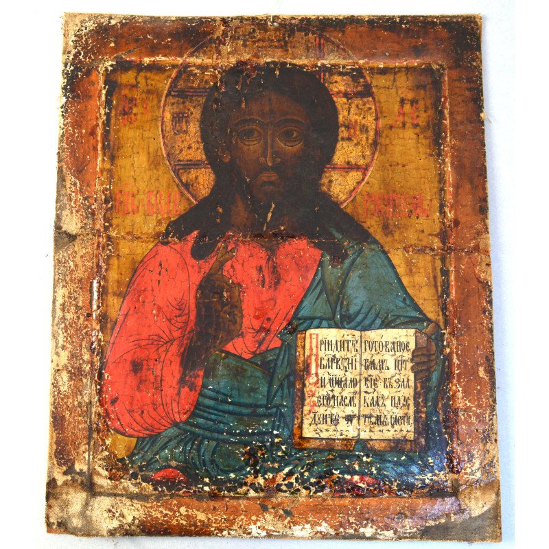 "Iisus Pantocrator" icoana ruseasca posibil Paleh secol XVIII