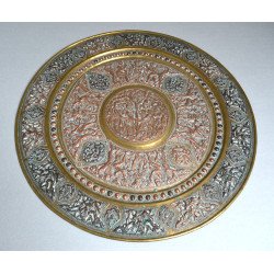 Placă de perete indiană de alama si cupru Tanjore India sfarsit de sec XIX-inceput de secol XX