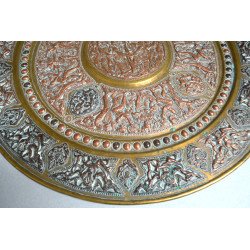 Placă de perete indiană de alama si cupru Tanjore India sfarsit de sec XIX-inceput de secol XX