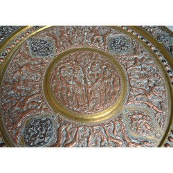 Placă de perete indiană de alama si cupru Tanjore India sfarsit de sec XIX-inceput de secol XX