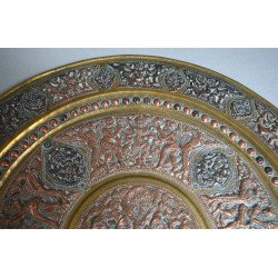 Placă de perete indiană de alama si cupru Tanjore India sfarsit de sec XIX-inceput de secol XX