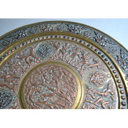 Placă de perete indiană de alama si cupru Tanjore India sfarsit de sec XIX-inceput de secol XX