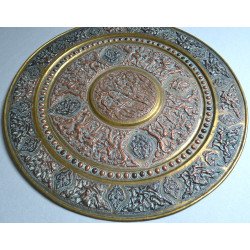 Placă de perete indiană de alama si cupru Tanjore India sfarsit de sec XIX-inceput de secol XX