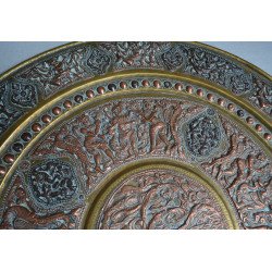 Placă de perete indiană de alama si cupru Tanjore India sfarsit de sec XIX-inceput de secol XX