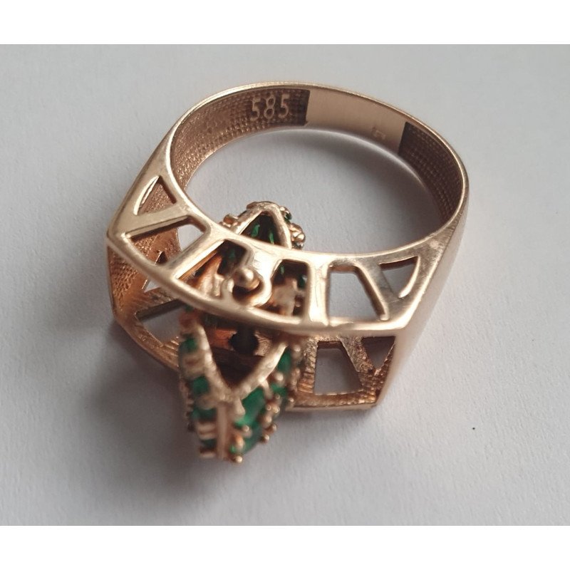 14k gold anti-stress ring - natural stones