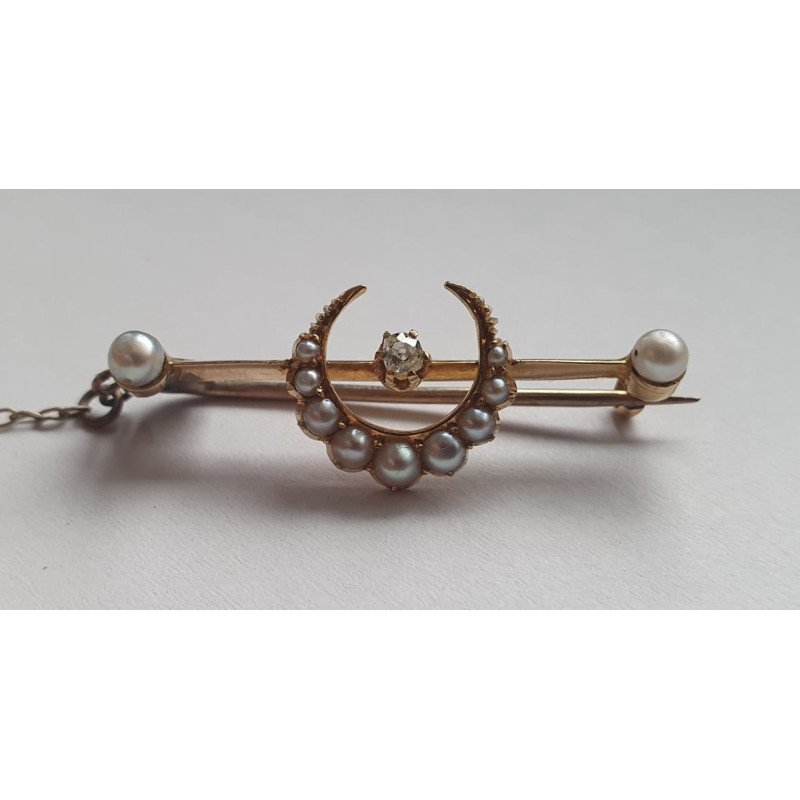 brosa veche semiluna aur diamant