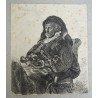 Gravură în acvaforte după Rembrandt van Rijn „Mama lui Rembrandt in vesminte de vaduva”, secolul XVII-XVIII