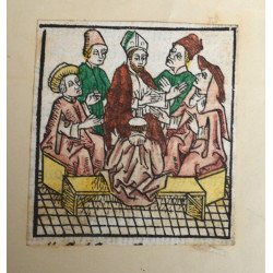 Patru xilogravuri incunabulare din spațiul nord-german și francez colorate manual cca. 1475–1489