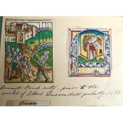 Patru xilogravuri incunabulare din spațiul nord-german și francez colorate manual cca. 1475–1489