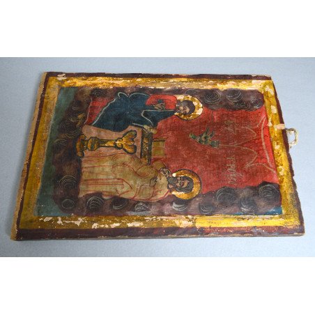 "The Holy Trinity" icon on wood, Oltenia, late 18th - early 19th century