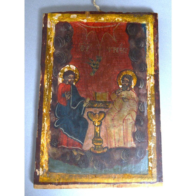 "The Holy Trinity" icon on wood, Oltenia, late...