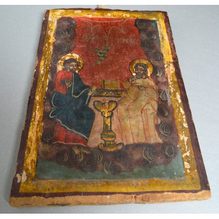 "The Holy Trinity" icon on wood, Oltenia, late 18th - early 19th century