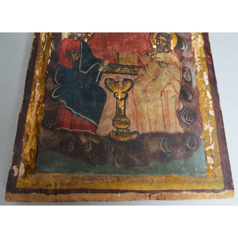 "The Holy Trinity" icon on wood, Oltenia, late...