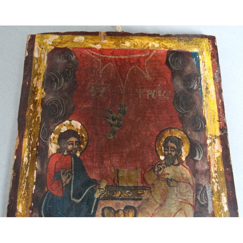 "The Holy Trinity" icon on wood, Oltenia, late...