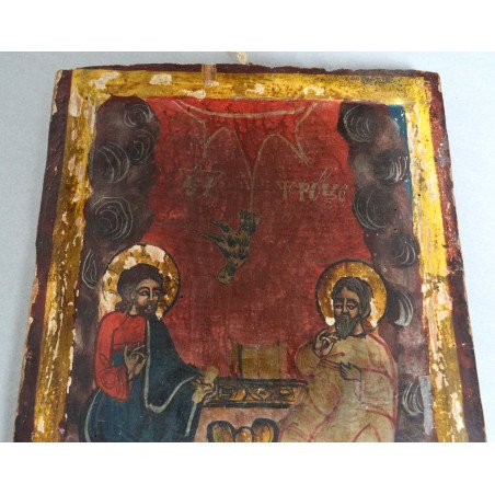 "The Holy Trinity" icon on wood, Oltenia, late 18th - early 19th century