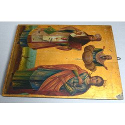 Sfantul Vasile, Sfanta Pulheria, Maica Domnului icoana pe lemn 1862