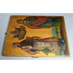 Sfantul Vasile, Sfanta Pulheria, Maica Domnului icoana pe lemn 1862