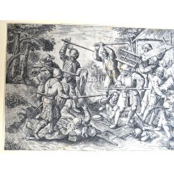 Pieter Bruegel cel Batrȃn “Rvsticorum Afflictio” gravura veche cca 1560-1590