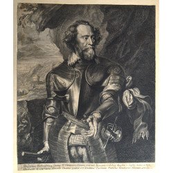 Paulus Pontius după Anthony van Dyck – „Henricus Comes Vanden Berghe”gravura veche cca. 1630–1658