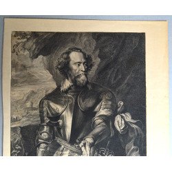 Paulus Pontius după Anthony van Dyck – „Henricus Comes Vanden Berghe”gravura veche cca. 1630–1658