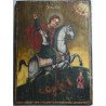 "Sfântul Gheorghe omorând balaurul" icoana pe lemn atelier moldovenesc de factura baroca datata cca. 1871 semnată