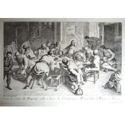 Andrea Zucchi după Silvestro Manaigo, după Jacopo Tintoretto "Cina cea de taina" acvaforte c. 1720