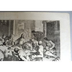 Andrea Zucchi după Silvestro Manaigo, după Jacopo Tintoretto "Cina cea de taina" acvaforte c. 1720