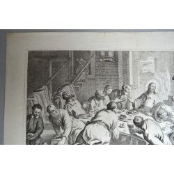 Andrea Zucchi după Silvestro Manaigo, după Jacopo Tintoretto "Cina cea de taina" acvaforte c. 1720
