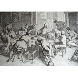 Andrea Zucchi după Silvestro Manaigo, după Jacopo Tintoretto "Cina cea de taina" acvaforte c. 1720