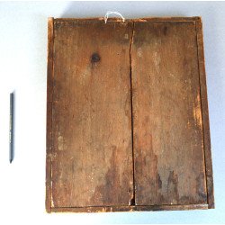 "Maica Domnului cu Pruncul și Sfinții Arhangheli" icoana veche de factura baroca tempera și foita de aur pe lemn Moldova 1864