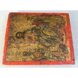 "Iisus Pantocrator cu sfinții Vasile și Nicolae" icoana fanariota de factura greceasca sfarsit de secol 18