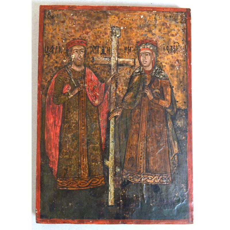 "Sfintii Imparati Constantin si Elena" icoana pe lemn secolele 18-19