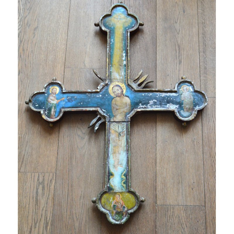 Cruce procesională pictata pe ambele parti secolul 19