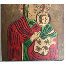 "Maica Domnului cu Pruncul" xilogravura Transilvania secolul 19