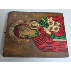 "Maica Domnului cu Pruncul" xilogravura Transilvania secolul 19