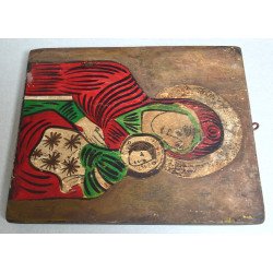 "Maica Domnului cu Pruncul" xilogravura Transilvania secolul 19