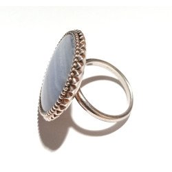 Silver ring with large blue lace agate 2