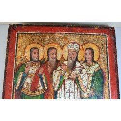 Ioan Irimescu zugrav "Sfinții Mina, Haralambie, Antonie și Trifon" icoana pe lemn 1878