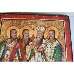 Ioan Irimescu zugrav "Sfinții Mina, Haralambie, Antonie și Trifon" icoana pe lemn 1878