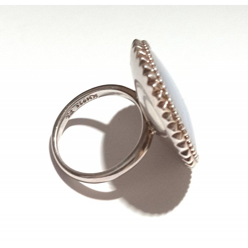 Silver ring with large blue lace agate