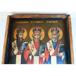 "Sfinții Trei Ierarhi Vasile , Grigore și Ioan Gură de Aur" icoana pe lemn 1884