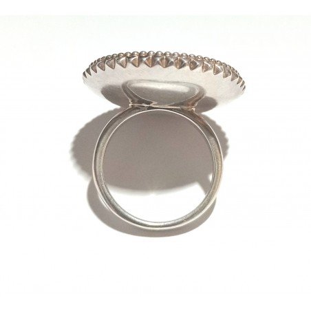 Silver ring with large blue lace agate