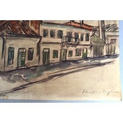 Rudolf Schweitzer–Cumpăna "Peisaj citadin" acuarela