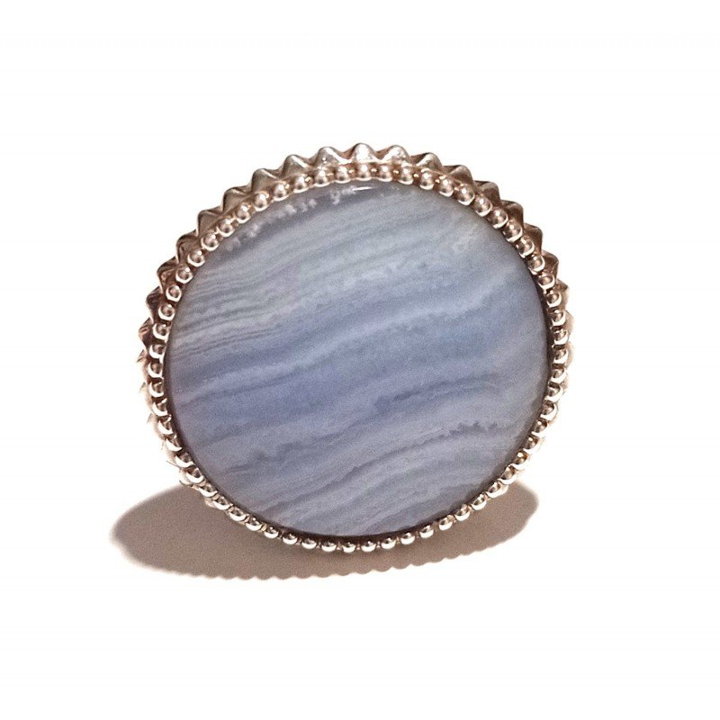 Silver ring with large blue lace agate