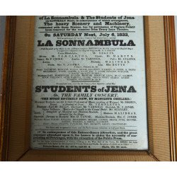 Afiș original 1833 – Maria Malibran – „La Sonnambula” – Theatre Royal Londra – rar