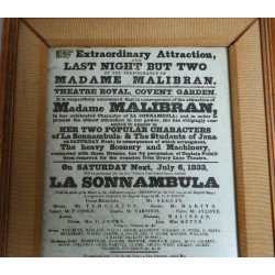 Afiș original 1833 – Maria Malibran – „La Sonnambula” – Theatre Royal Londra – rar