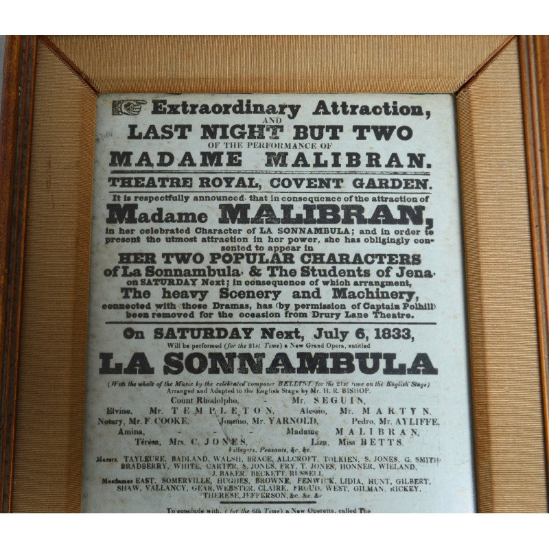 Original 1833 poster - Maria Malibran - "La...