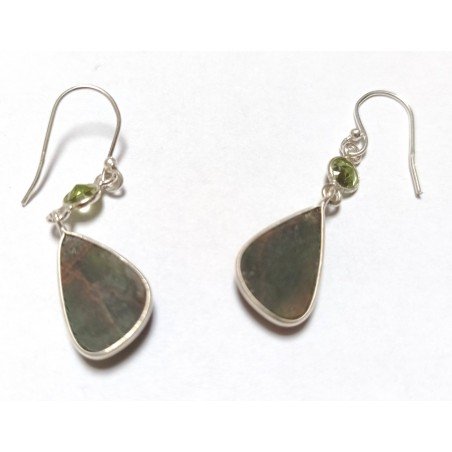 Silver earrings with peridot and agate/chrysoprase