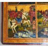 "Sfinții Mina , Gheorghe, Dimitrie și Arhanghelul Mihail înger al Apocalipsei" tempera grasa pe lemn secolul 19
