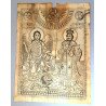 Icoana veche "Sfantul Ioan Botezatorul si Sfantul Nicolae" gravura Muntele Athos 1835